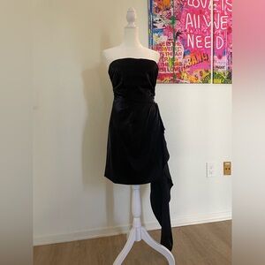 Black LPA cocktail dress with ribbon, velvet texture, size Small